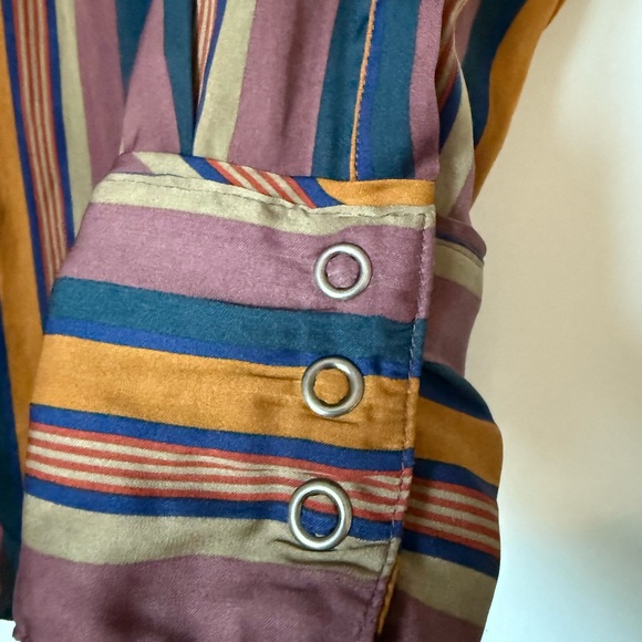 We The Free All Smiles Women's Satin Striped snap Down Blouse Medium - Picture 7 of 7